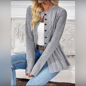 Women's Gray Cable Knit Sweater XL MWOT